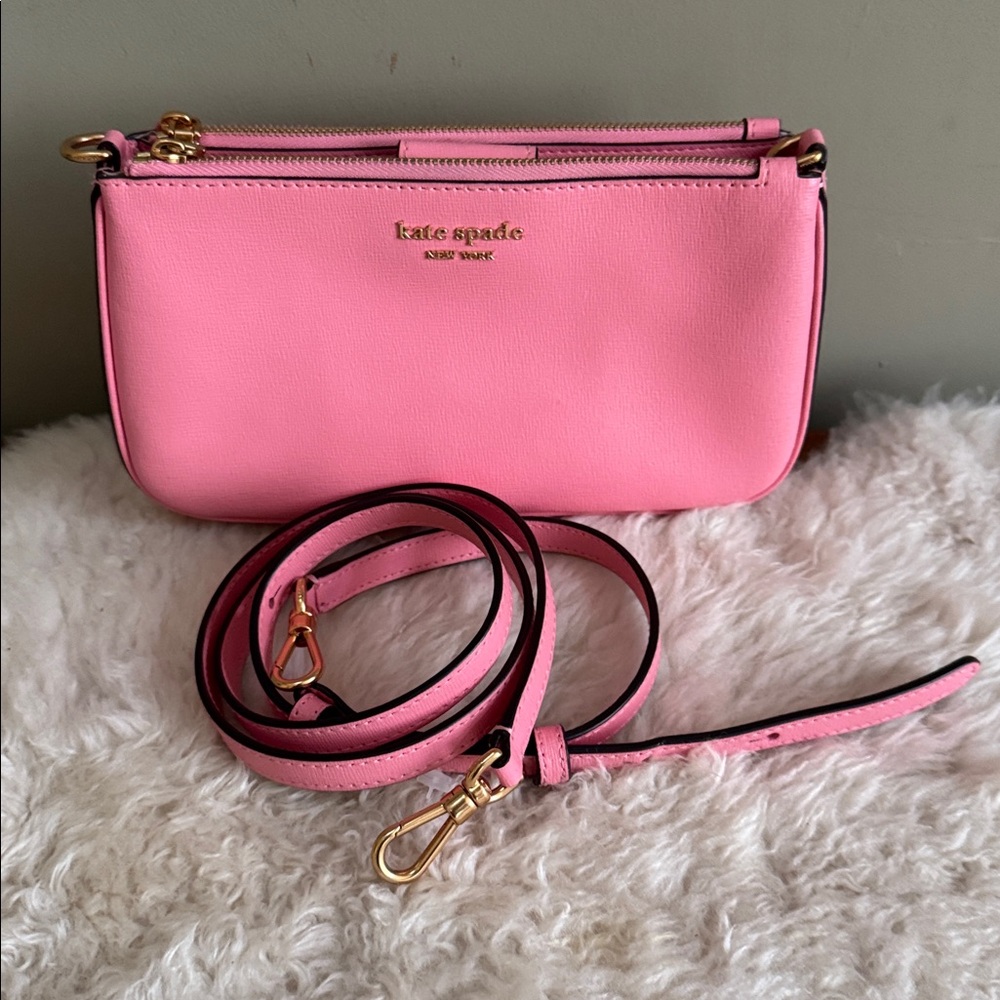 kate spade Bright Pink Leather Crossbody with Gold Hardware